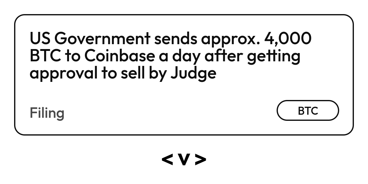 U.S. Government Transfers 3,940 Bitcoin Worth $241.22M to Coinbase Prime