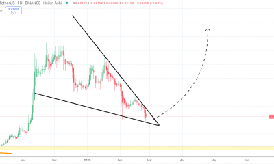Dogecoin monster falling wedge pattern
