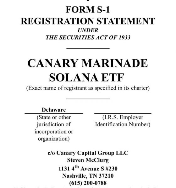 Canary Files Amendment for Solana ETF Renamed Canary Marinade Solana ETF With Marinade Finance Partnership