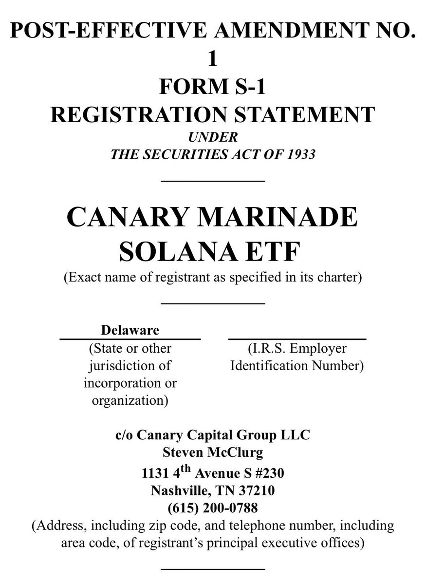 Canary Files Amendment for Solana ETF Renamed Canary Marinade Solana ETF With Marinade Finance Partnership