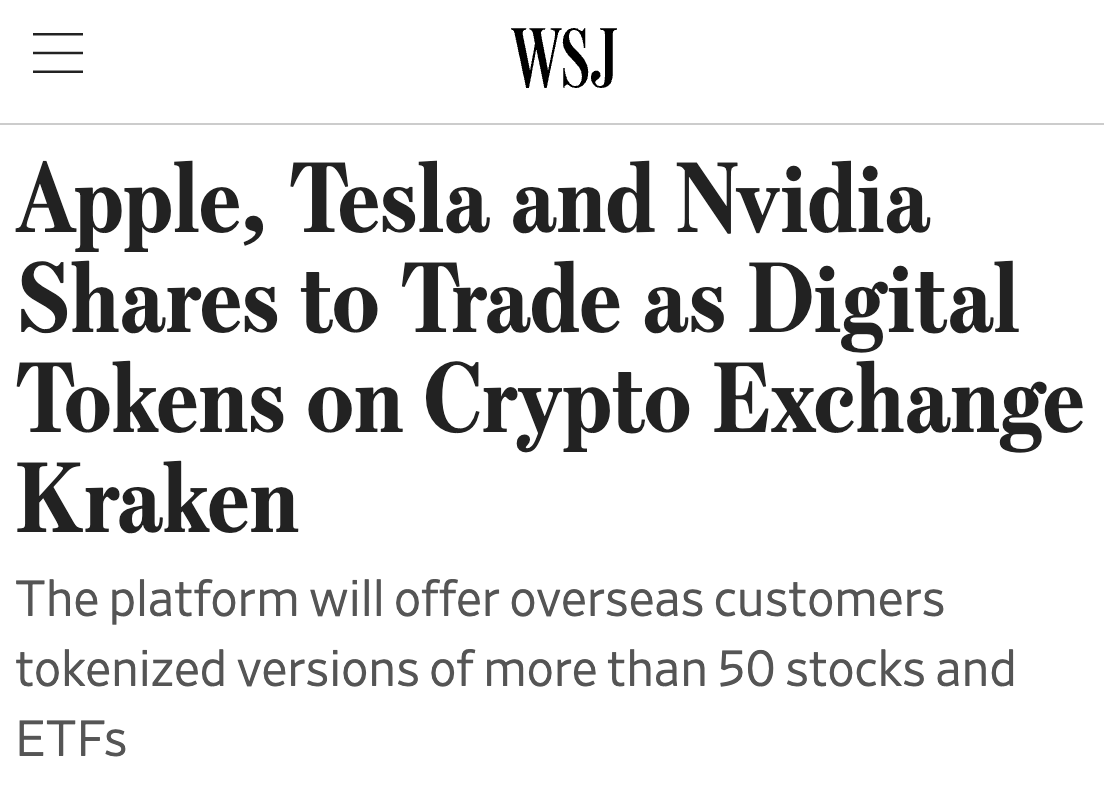 Kraken to Launch 24/7 Tokenized Trading of Apple, Tesla, Nvidia Shares for Non-US Clients