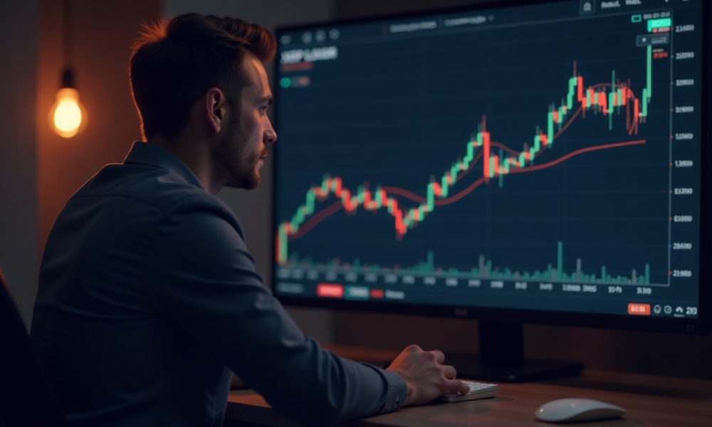 Trader checking XRP