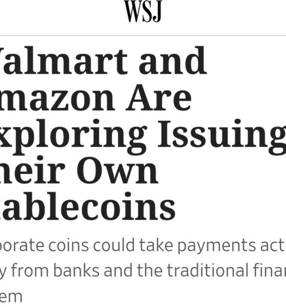 Walmart, Amazon Weigh Launching Stablecoins to Cut Payment Fees: WSJ