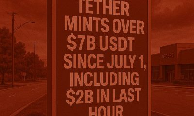 Tether Mints $2 Billion USDT, July Issuance Tops $7 Billion