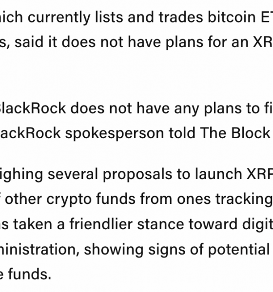 BlackRock Says It Has No Plans for XRP or Solana ETFs
