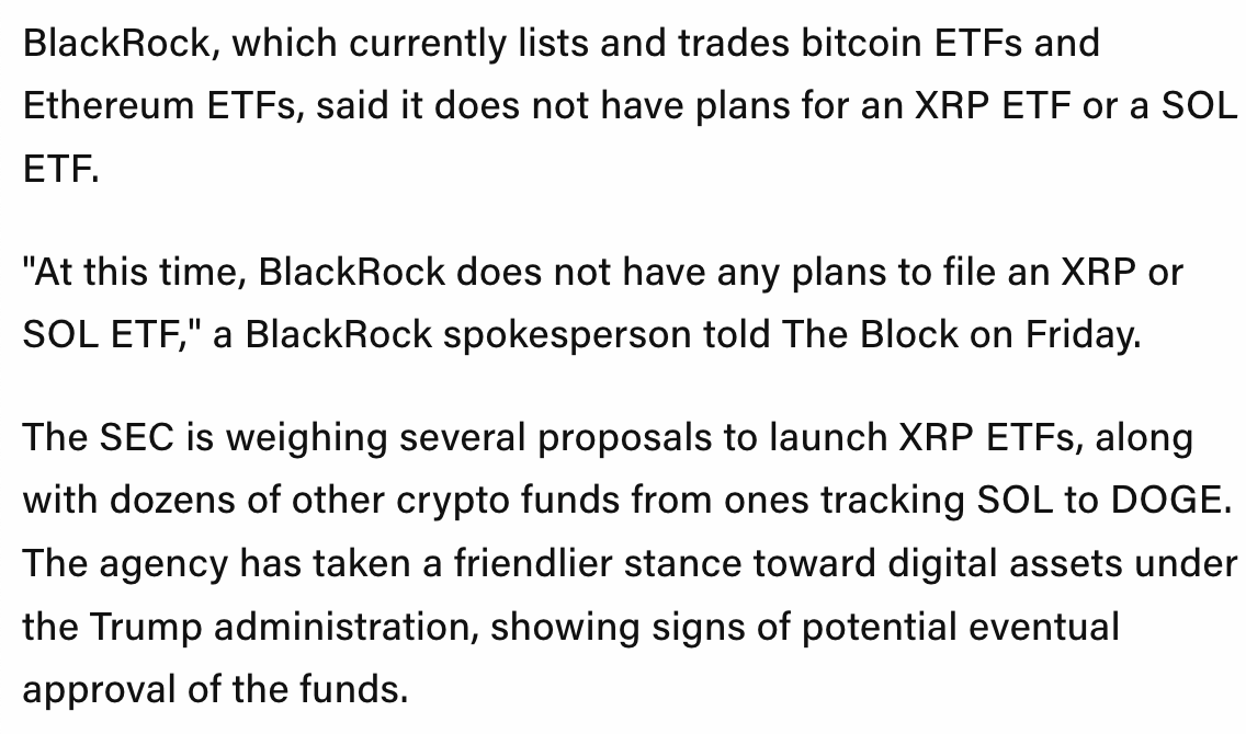 BlackRock Says It Has No Plans for XRP or Solana ETFs
