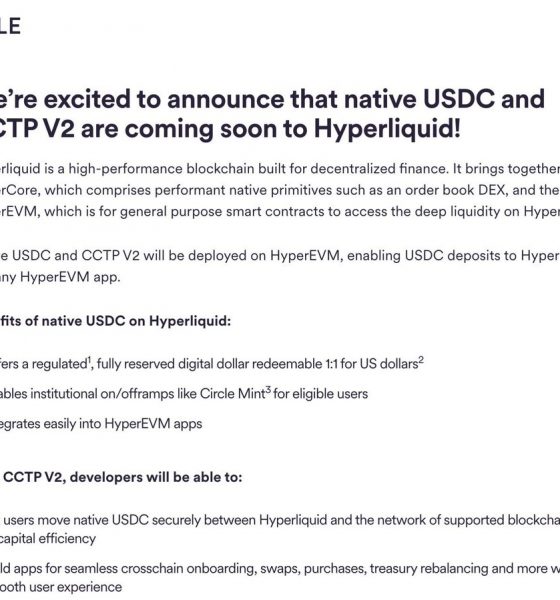 Circle Extends Native USDC to Sei and Hyperliquid in Cross-Chain Push