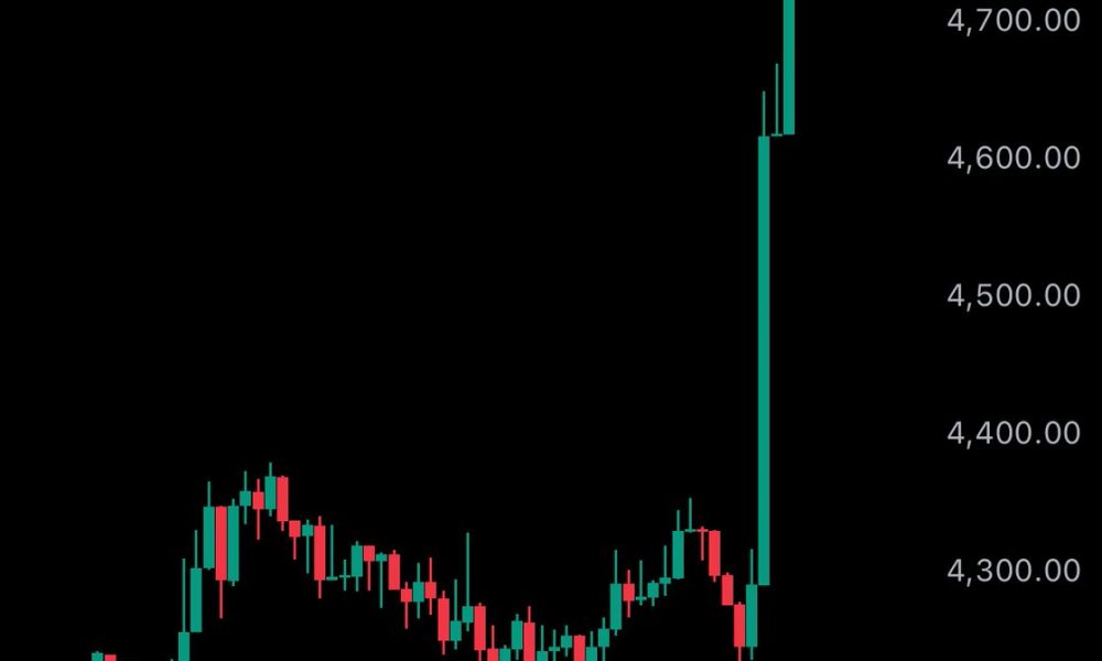Ethereum Jumps About 11% to Record $4,880