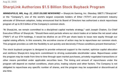 SharpLink Gaming Approves $1.5 Billion Share Buyback