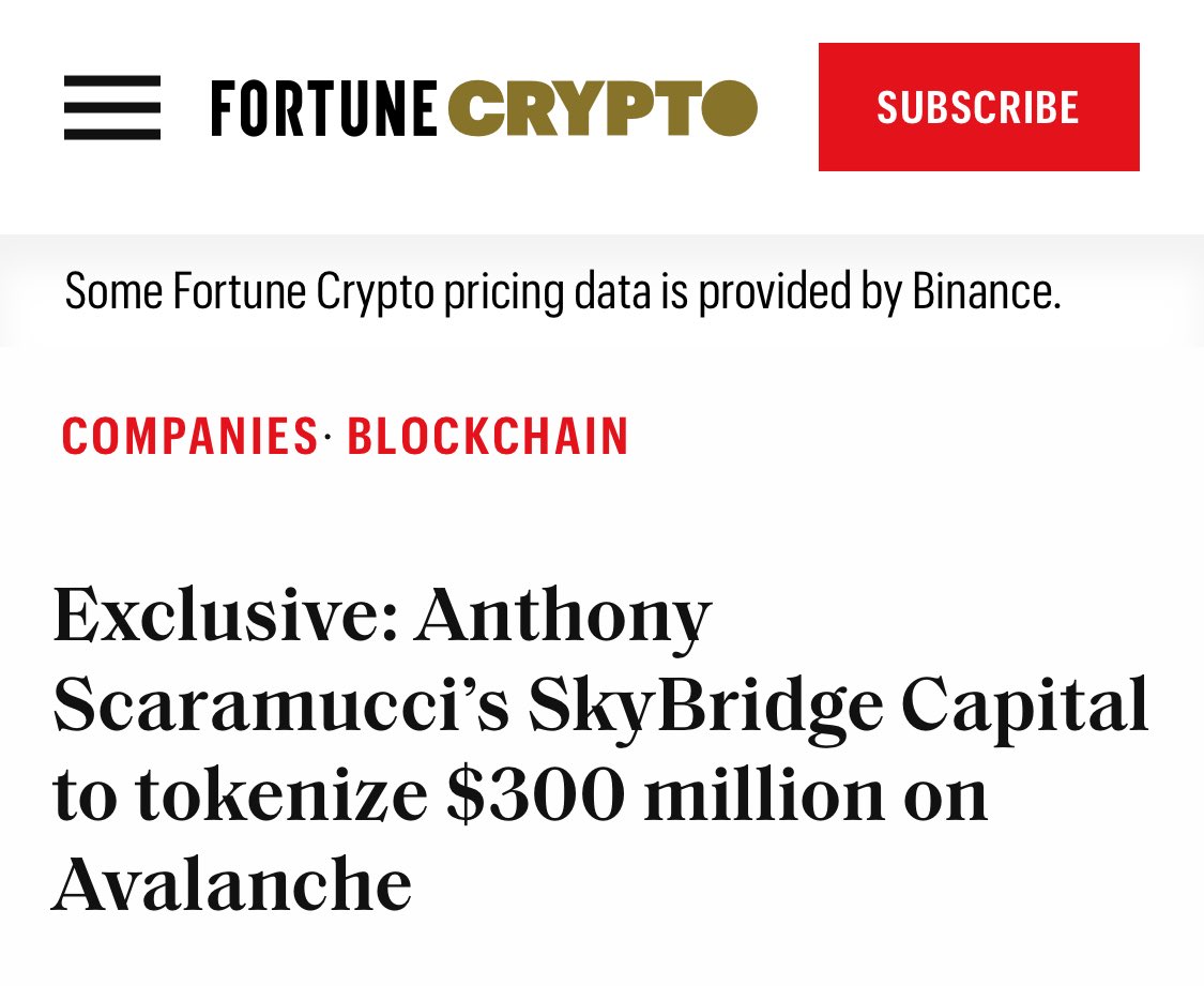 SkyBridge Capital Tokenizes $300 Million of Fund Assets on Avalanche
