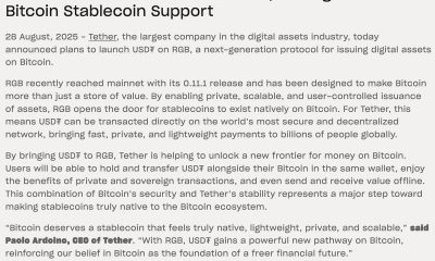Tether to Launch USDT Natively on Bitcoin via RGB