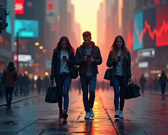 3 People Walking in the City While Busy Using the Phones