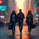 3 People Walking in the City While Busy Using the Phones