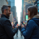 Two Happy People Holding SmartPhones