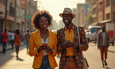 Two People Walking in an African Town