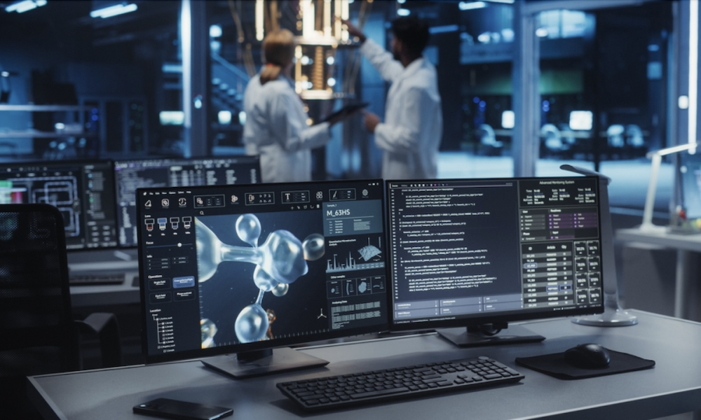 scientists in computer lab