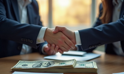 Illustration of Business People Closing a Deal