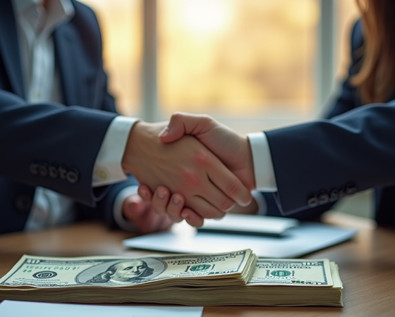 Illustration of Business People Closing a Deal