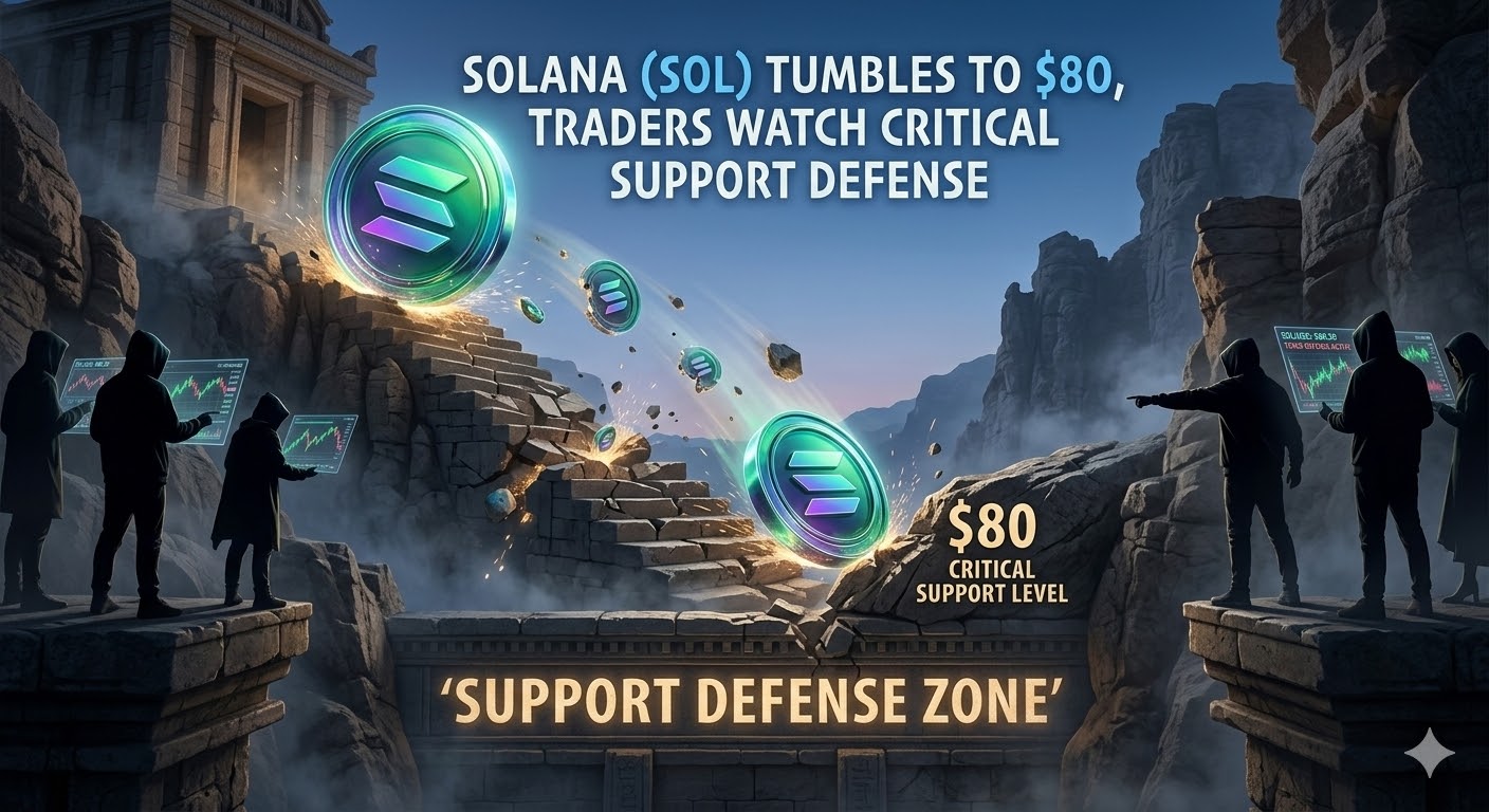 Solana (SOL) Tumbles to $80, Traders Watch Critical Support Defense