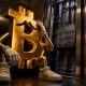 Worried Bitcoin character trapped in an elevator between price levels after hot CPI inflation data raised fears of renewed interest rate hikes