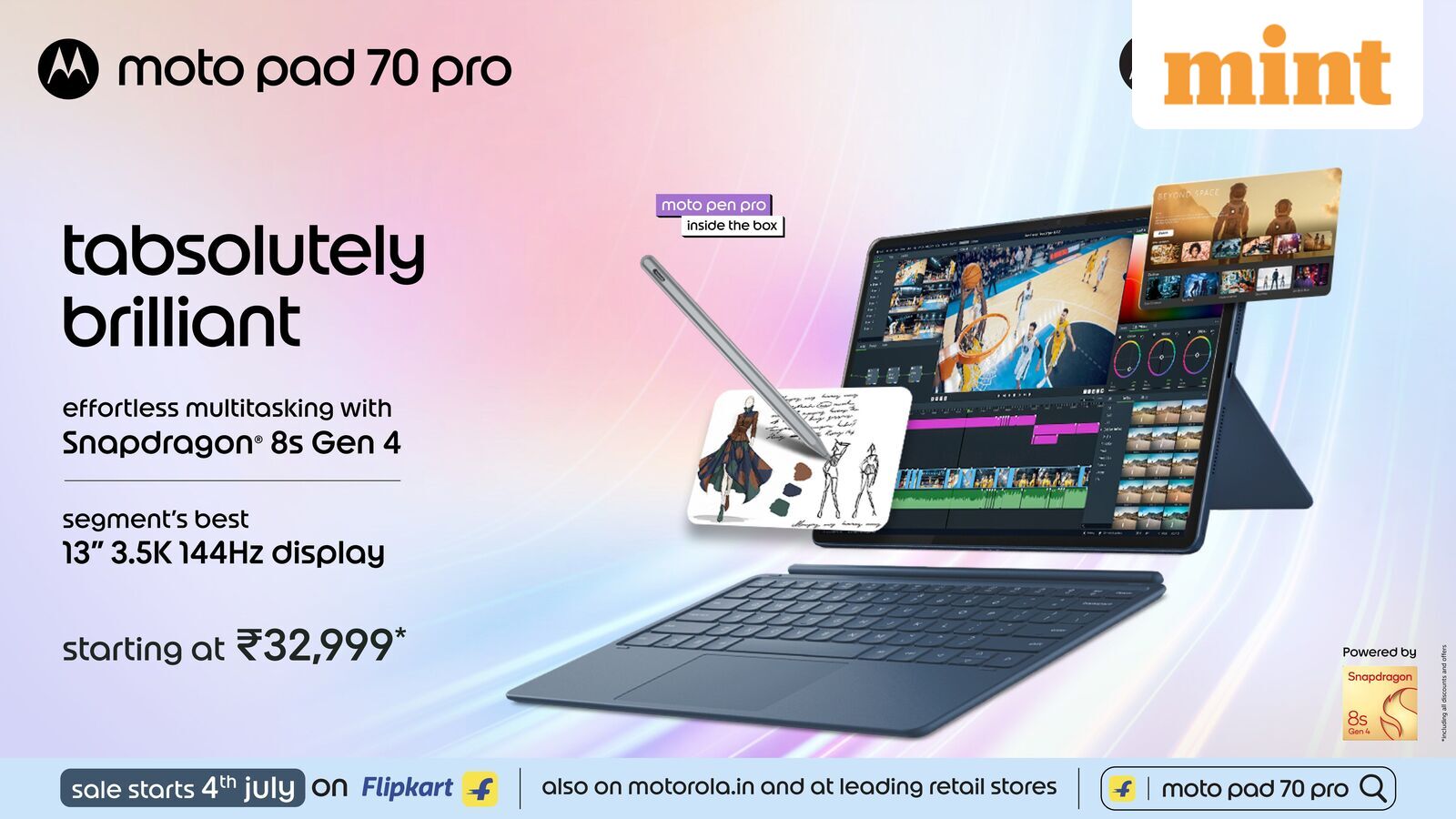 Moto Pad 70 Pro launched in India with 13-inch 3.5K display, AI features and 10,200mAh battery