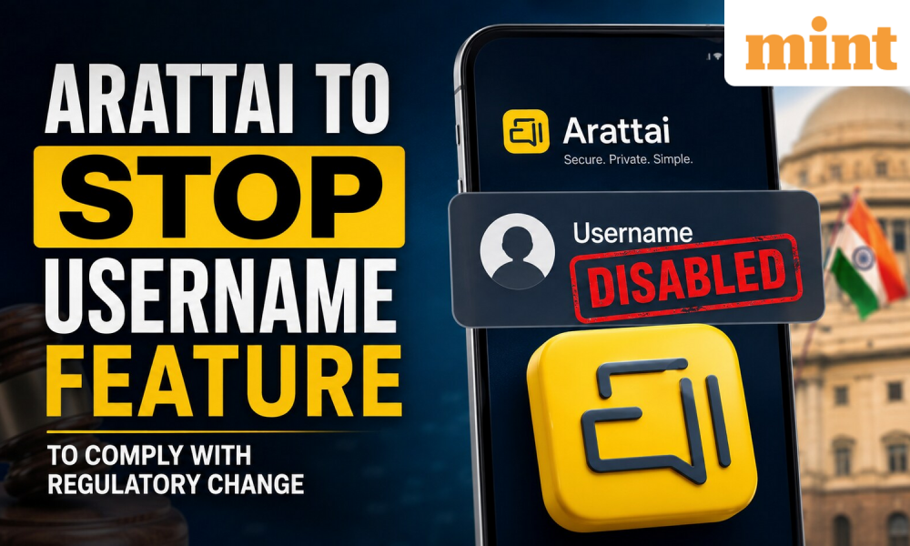 WhatsApp username row: Zoho's Arattai to disable username feature